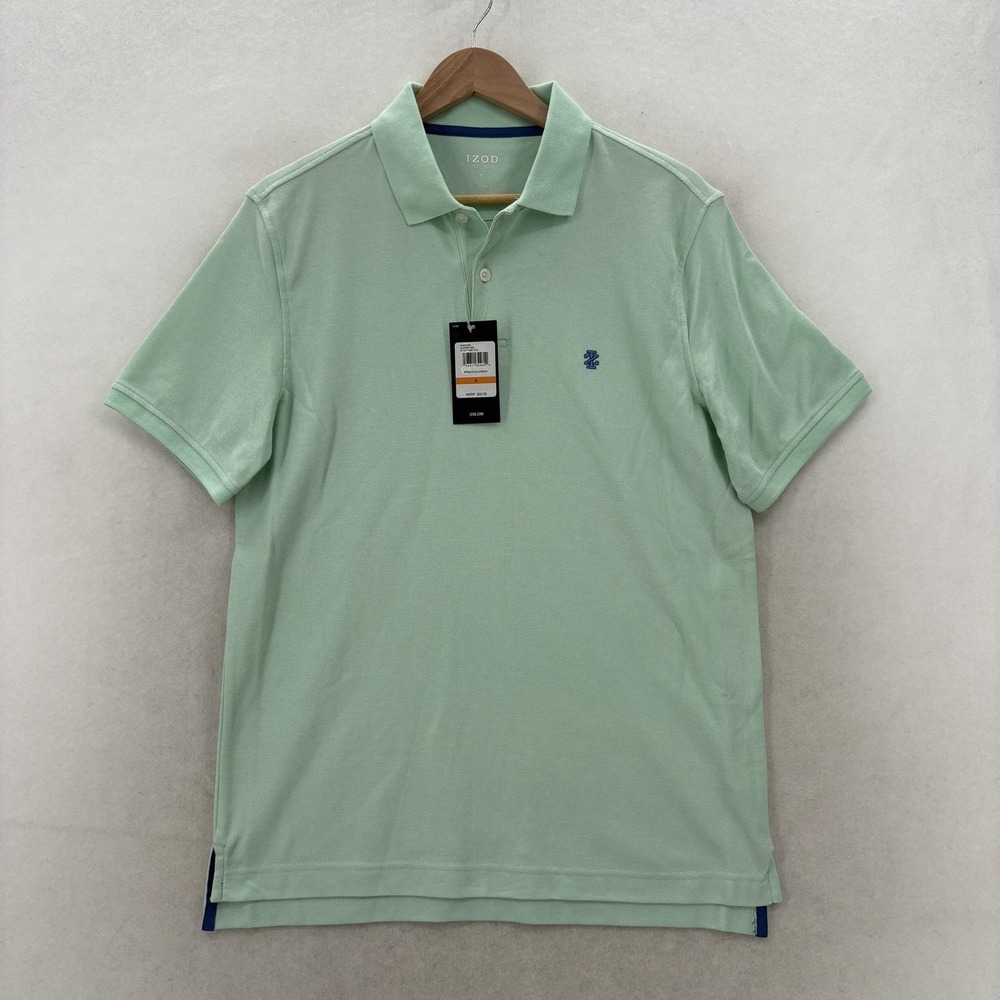 IZOD Sport Polo Shirt Mens Small Green Birds Egg Pique Knit Tagless Casual NWT
